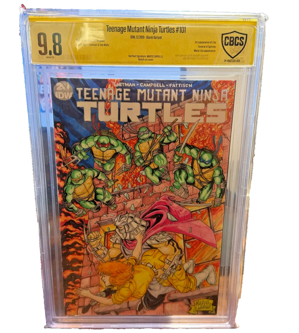TMNT #101 CBCS 9.8 Blank Variant Sketch Signed Marco Carrillo IDW 2019